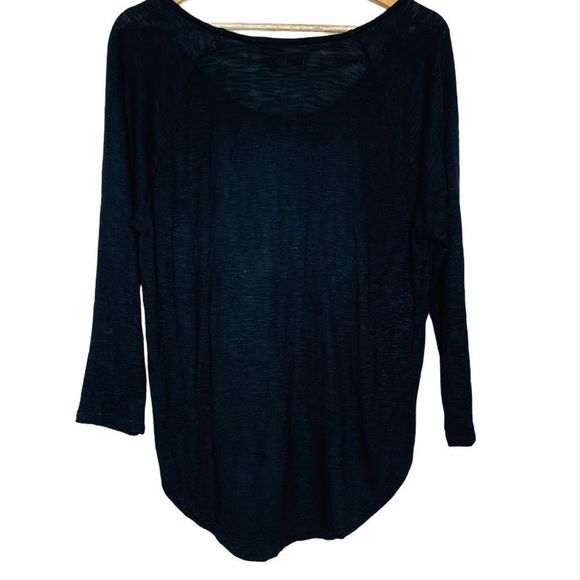 Madewell Burnout Basic Tee Loose Relaxed Solid High Low 3/4 Sleeve Top - Picture 4 of 6